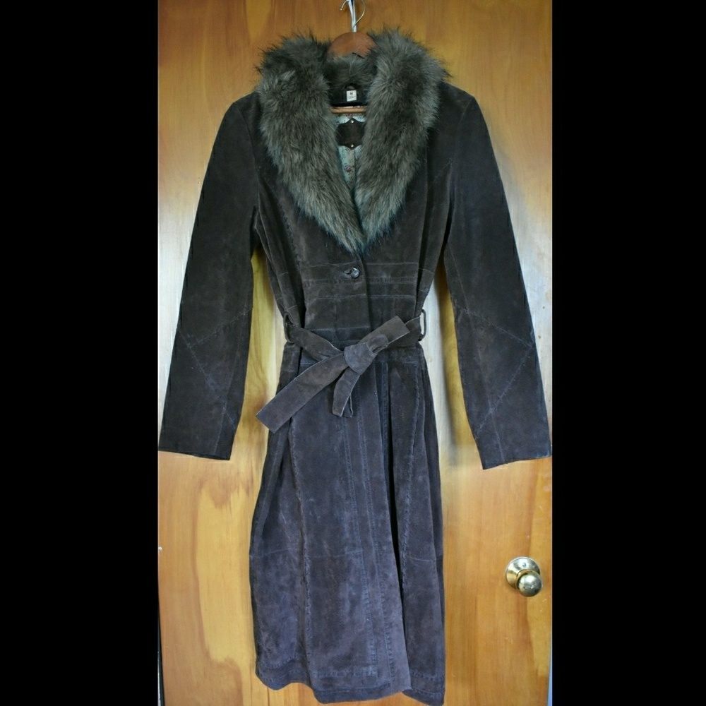 Full length suede coat